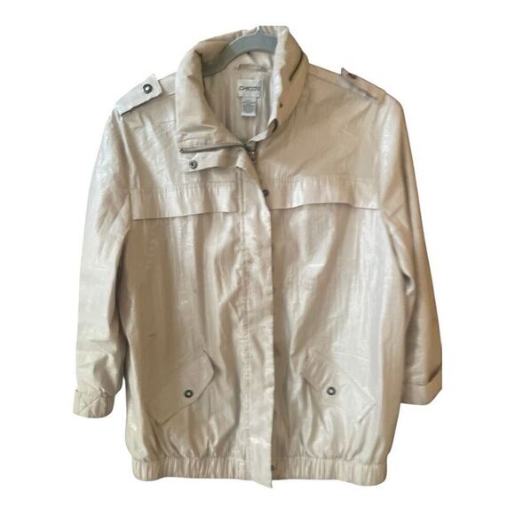Chicos Tan Metallic Jacket Size 2 - Picture 1 of 5